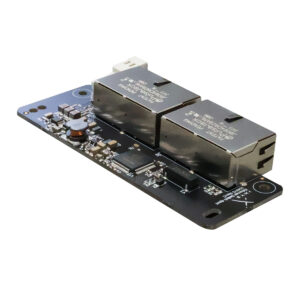 Ixys 4-Port Ethernet Switch – compact, pressure-tolerant network switch with LED indicators and PC104 compatibility.