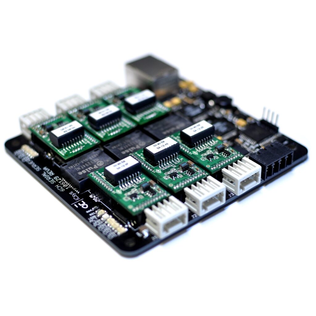 Ixys Serial Server (Moxa) – standalone serial-to-Ethernet converter with integrated switch, RS232/RS485 support, and Modbus, Telnet, and web-based configuration.
