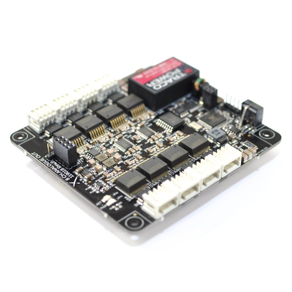 Ixys CS Analogue Out board – 8-channel analog output expansion module with galvanic isolation and PC/104 form factor.