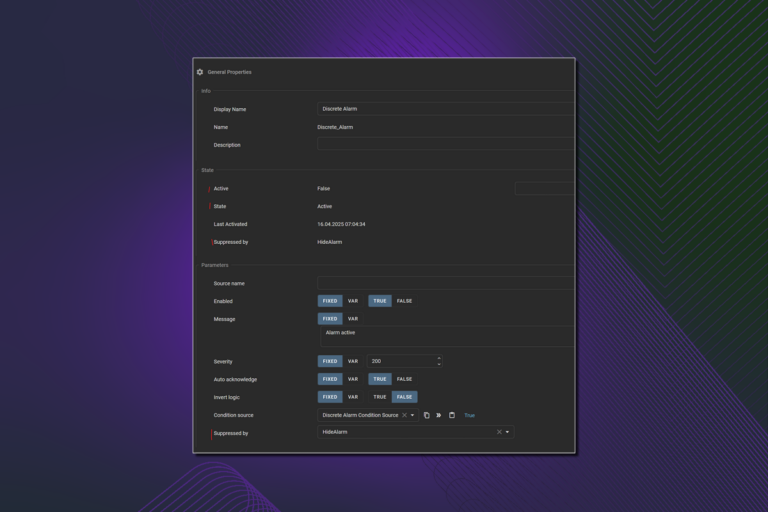 New alarm suppression in VJU Studio 3.0