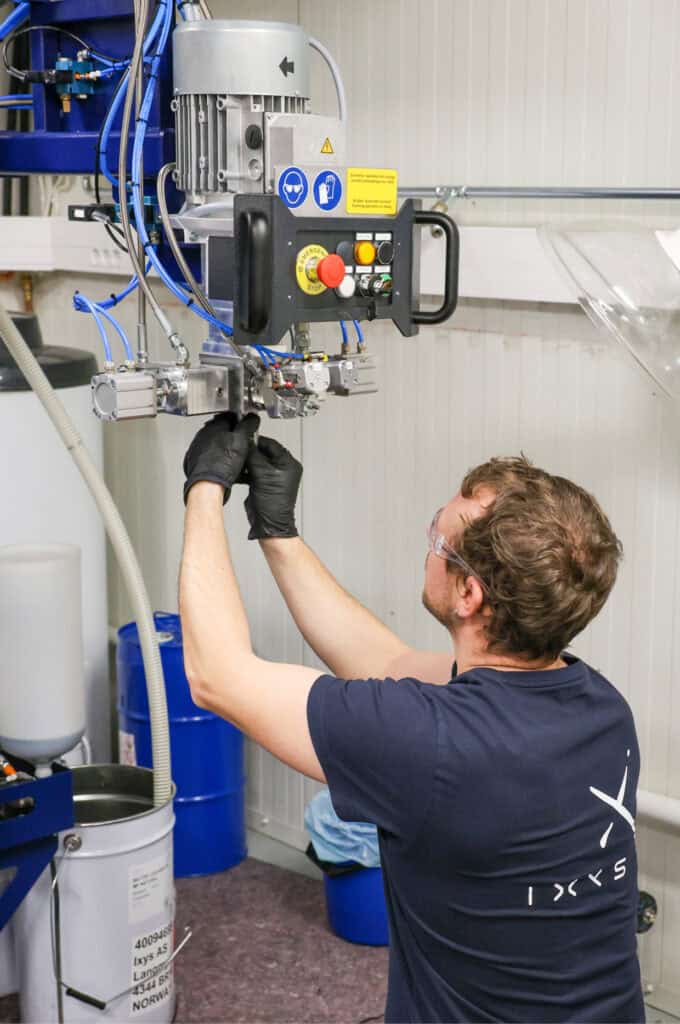 Automated mixing machine used for blending polyether polyols in Ixys subsea cable production.