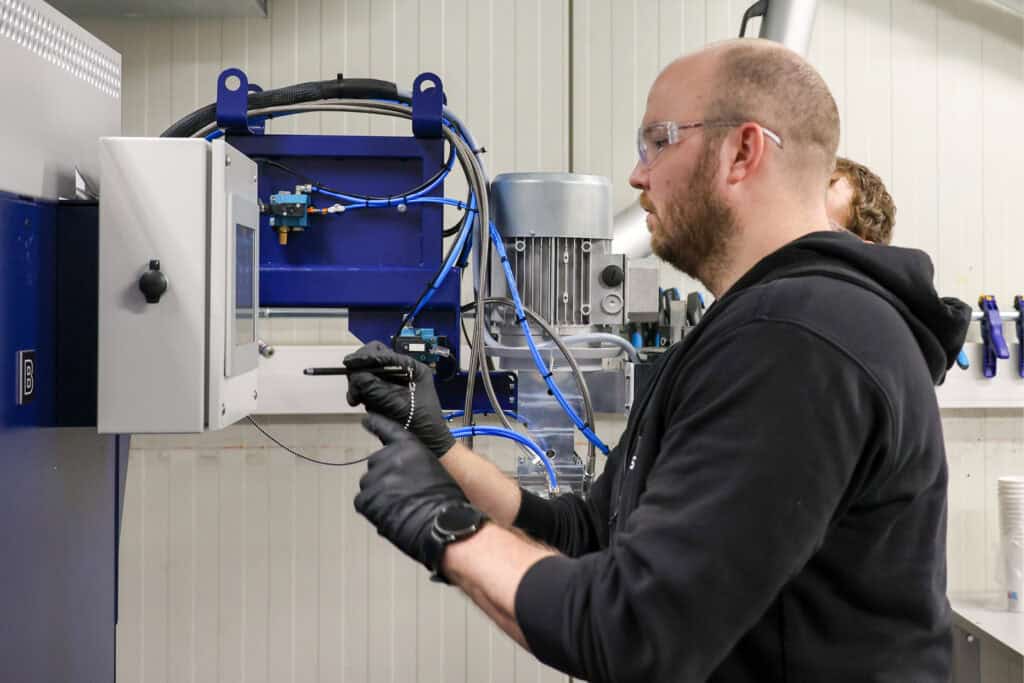 Automated mixing machine used for blending polyether polyols in Ixys subsea cable production.