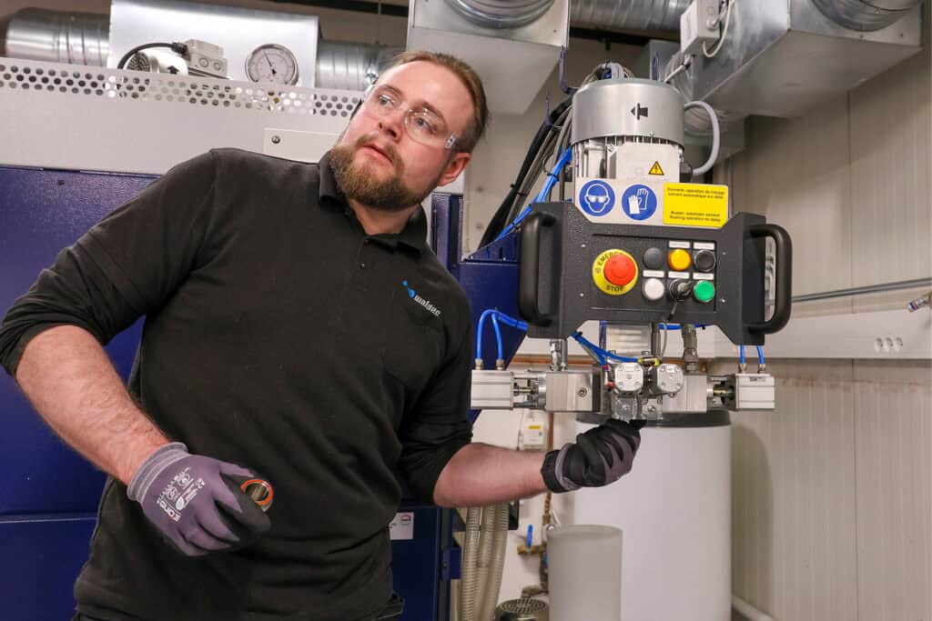 Automated mixing machine used for blending polyether polyols in Ixys subsea cable production.