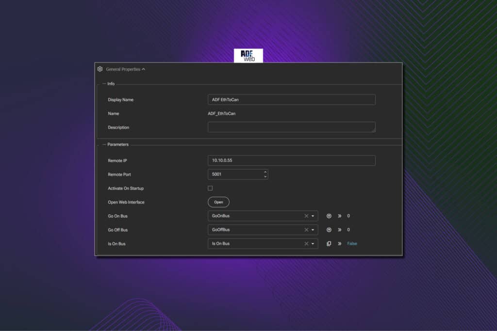 ADF CAN to Ethernet in VJU studio
