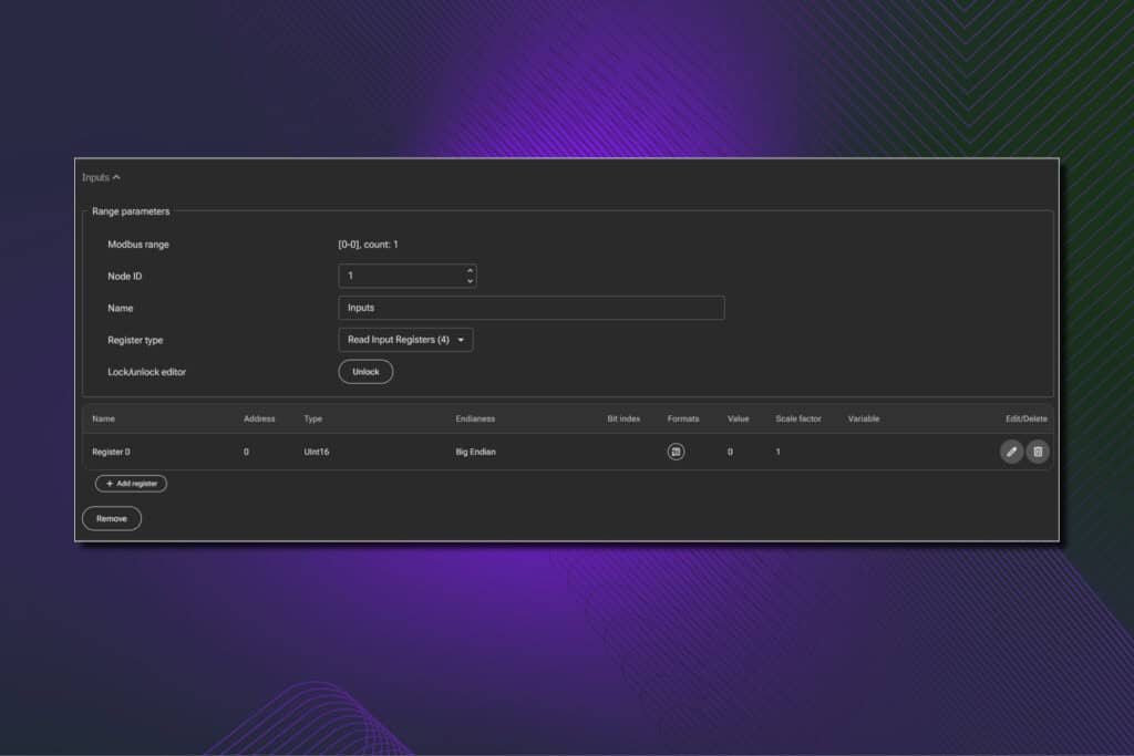 VJU Studio includes a Modbus client node.