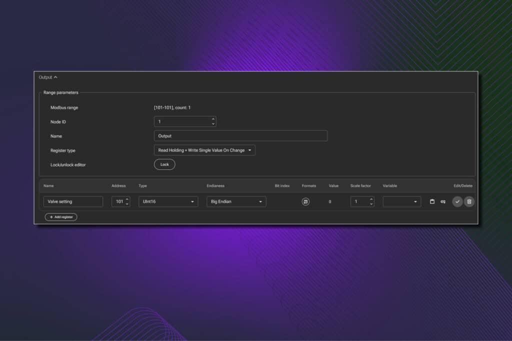VJU Studio includes a Modbus client node.